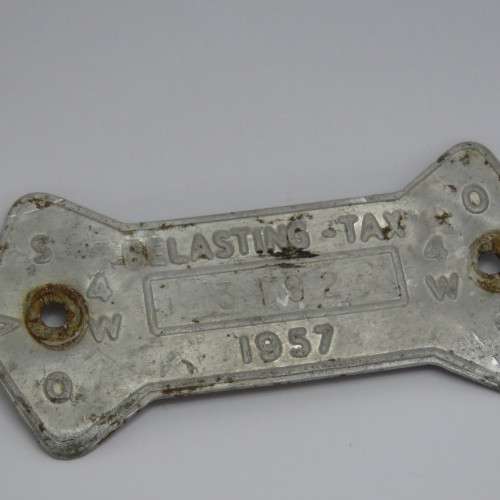 1957 Orange Freestate 4W tax tag - #3192