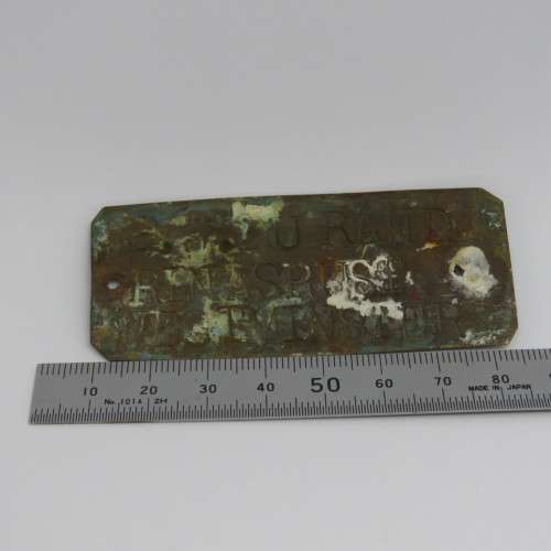 Antique brass name tag - PJ Du Rand, Ninasrust, Westminster