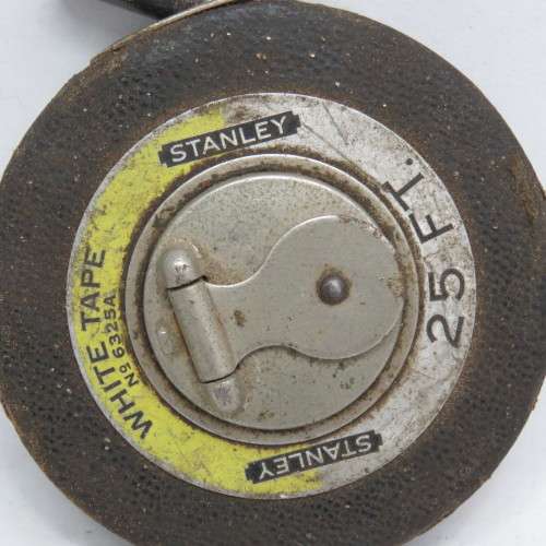 Vintage Stanley 25 feet white tape measuring tape - Tip missing