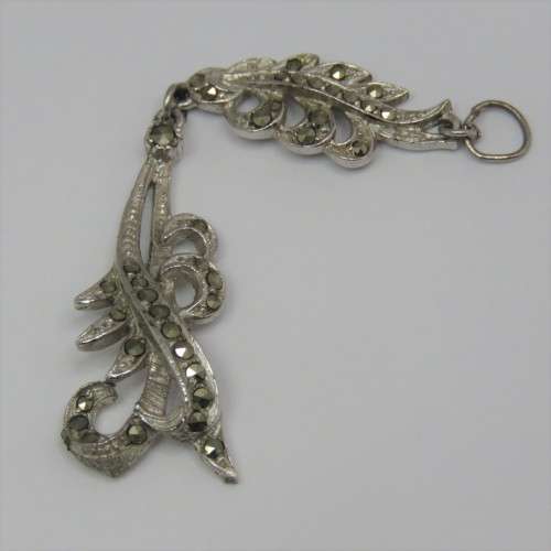 Vintage Fern design markasite double pendant