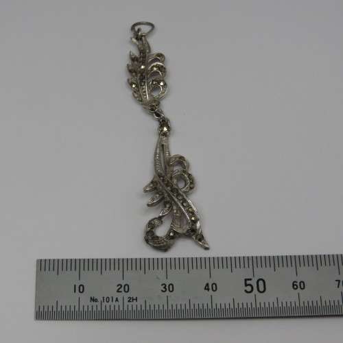 Vintage Fern design markasite double pendant