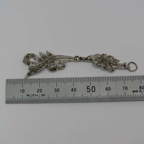 Vintage Fern design markasite double pendant