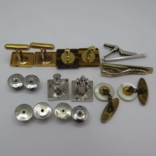 Lot of Cufflinks. tie clips and collar studs