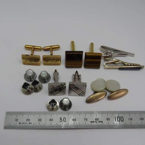 Lot of Cufflinks. tie clips and collar studs