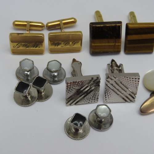 Lot of Cufflinks. tie clips and collar studs