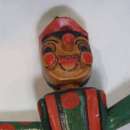 Vintage Pinocchio wooden figure with pull string - Broken thumb