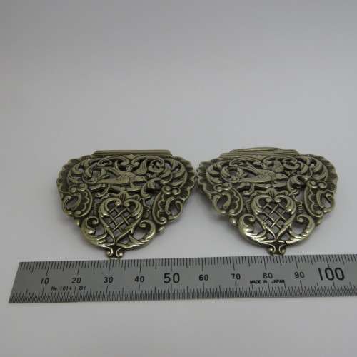 Silverplated belt buckle with swallows - Antique item - Nurses buckle