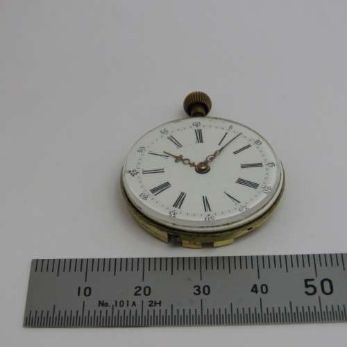 Antique pocketwatch movement, glass and crown - 3 Bar Swiss movement - Working