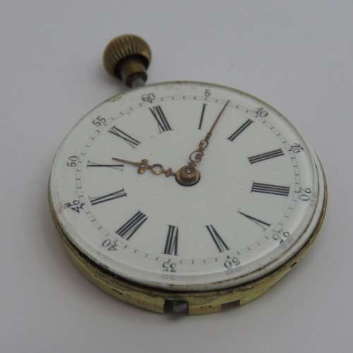 Antique pocketwatch movement, glass and crown - 3 Bar Swiss movement - Working