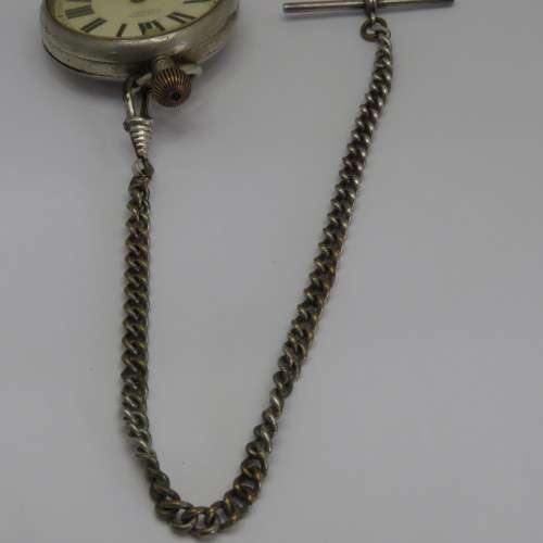 Wolf Bros pocketwatch with fob chain - Not working - Spares only