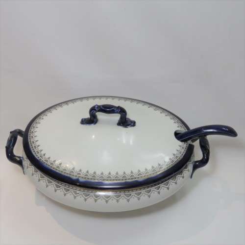 Antique Royal Doulton Belmont Cobalt Blue serving dish with lid