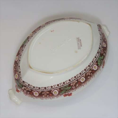 Antique Spode Meadow dish with lid - Small chip inside rim - Beautiful antique piece - 19 x 31 cm