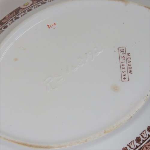 Antique Spode Meadow dish with lid - Small chip inside rim - Beautiful antique piece - 19 x 31 cm