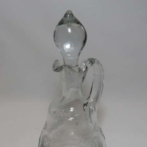 Vintage Czechoslovakian cut glass vinegar/olive oil jug with lid