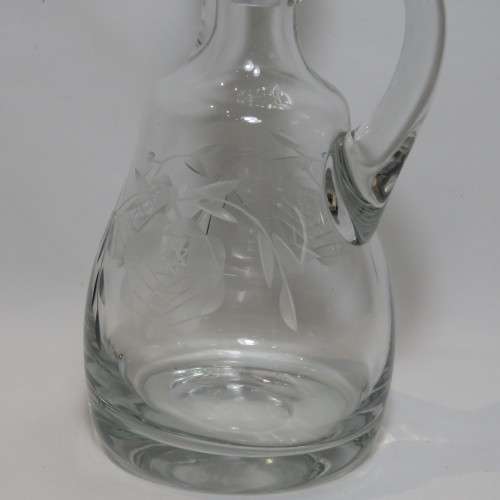Vintage Czechoslovakian cut glass vinegar/olive oil jug with lid