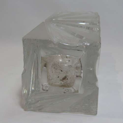 Vintage heavy glass flower pot
