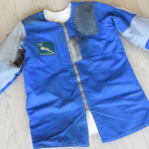 South African large caliber shooting jacket - Belonged to SADF Colonel Gert van Zyl - Sizes below