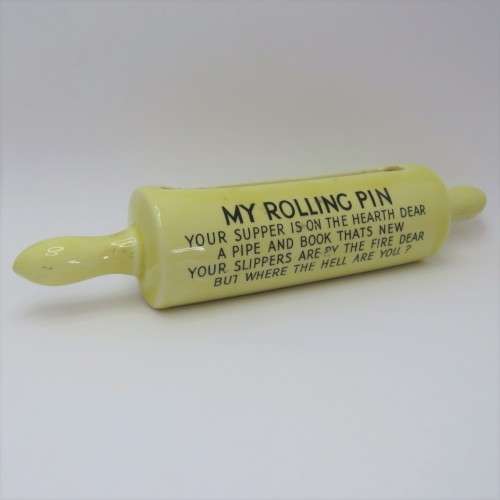 Vintage Rolling pin porcelain welcome home message