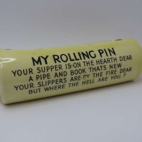 Vintage Rolling pin porcelain welcome home message