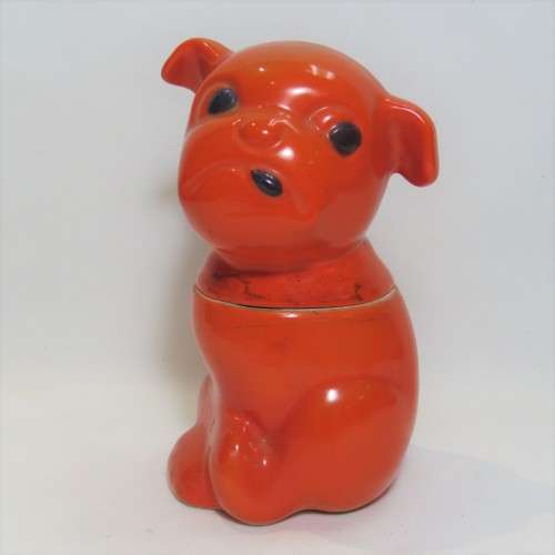 Vintage orange bulldog puppy sweets/Tabaco jar