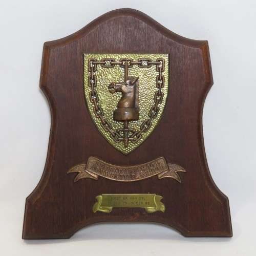 SADF Army Battle School plaque issued to Commandant GA van Zyl 1979-1982