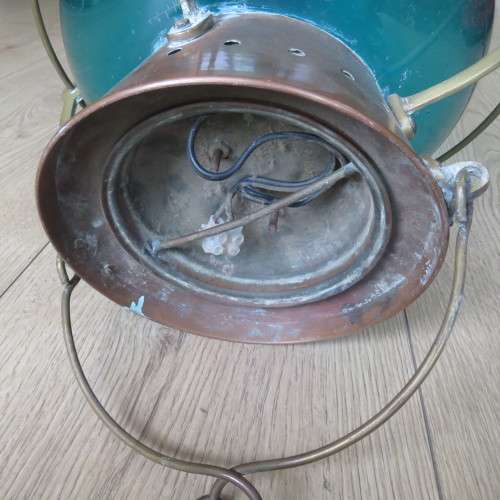 Antique Copper Ships navigation lantern with original glass - Converted to electric - 52 cm High