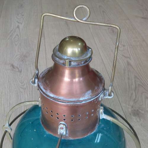 Antique Copper Ships navigation lantern with original glass - Converted to electric - 52 cm High