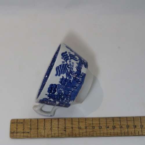 Vintage Woods Ware Willow Pattern tea set - 6 Trios, teapot and milk jug