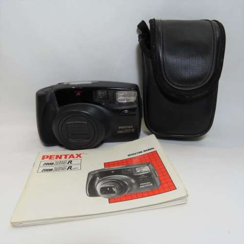 Pentax Zoom 105-R camera in bag with original booklet