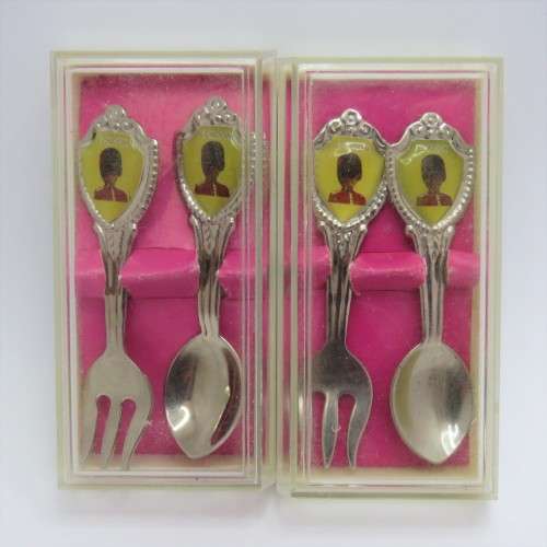 Pair of miniature London spoon and fork souvenir sets
