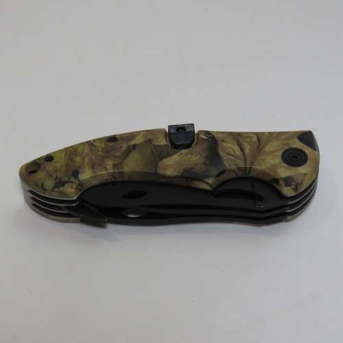 DOW Skinner pocket knife with normal blade and saw blade in pouch