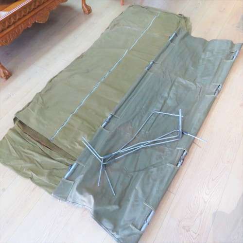 Early SADF Officer stretcher bed with sleeve for sleeping bag - Belonged to Colonel Gert van Zyl