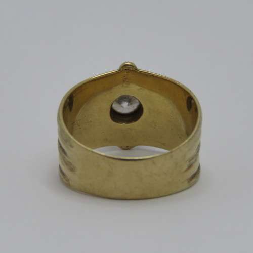 9kt Gold ring with Zirconia - Heavy ring of 5,8 g - Size P/Q