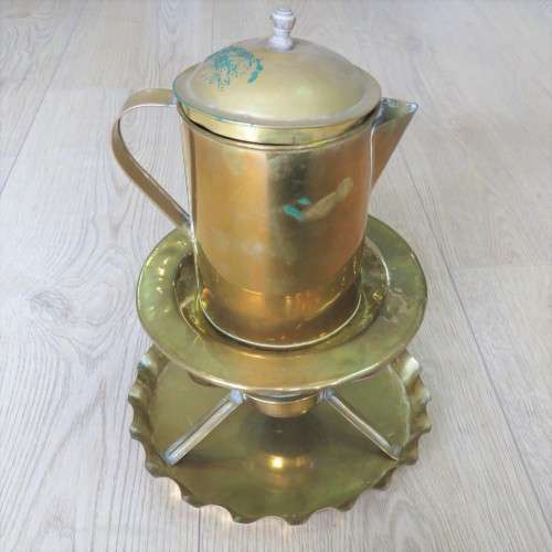 Old Yellow copper burner with coffee pot and trip  tray