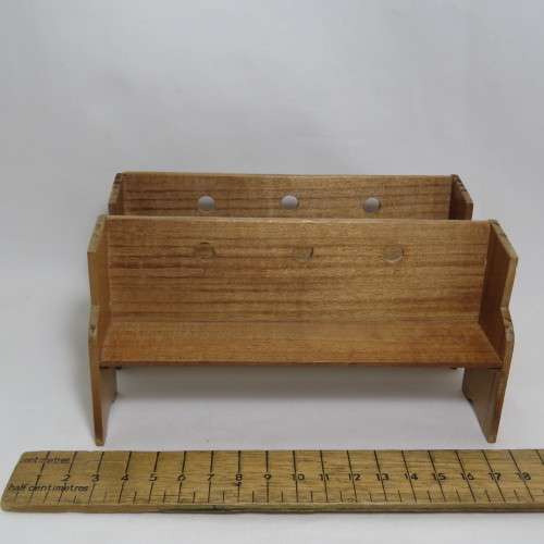 Doll`s House furniture pair of church benches plus 2 Hymn boards