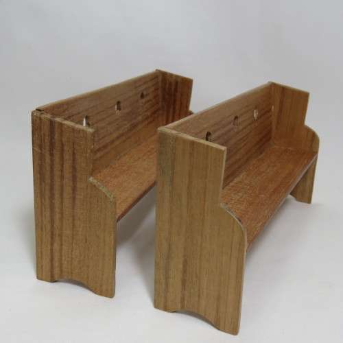 Doll`s House furniture pair of church benches plus 2 Hymn boards