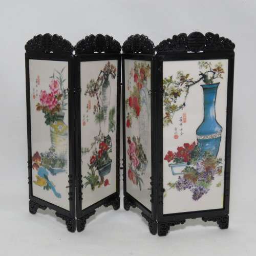 Doll`s House furniture vintage Chinese print devider