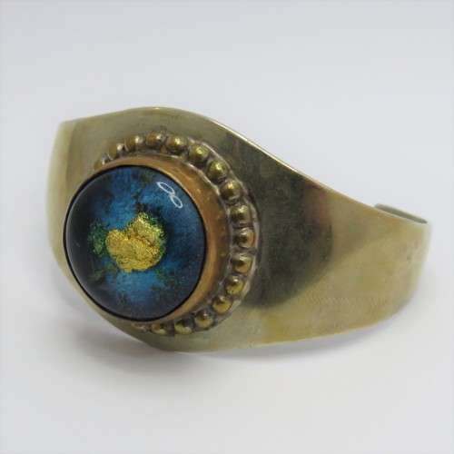 Vintage costume jewellery bangle with resin insert