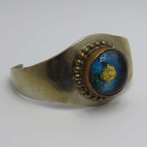 Vintage costume jewellery bangle with resin insert