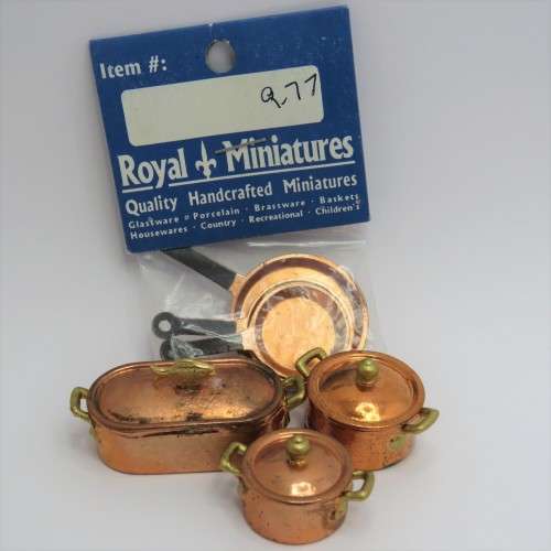 Doll`s House furniture miniature copper pots and pans
