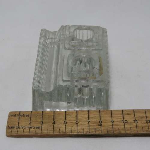Vintage glass desk stand for fountain pen and ink