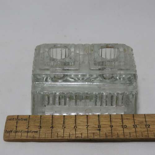 Vintage glass desk stand for fountain pen and ink