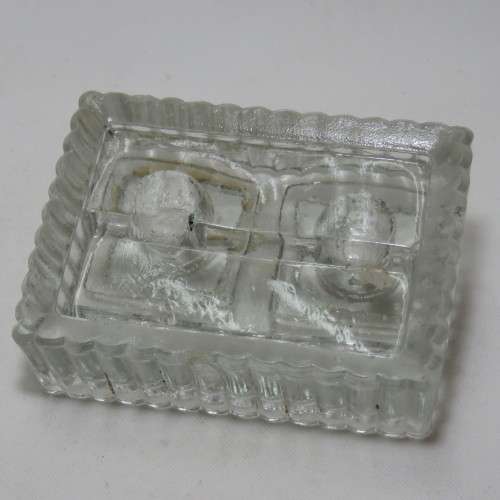 Vintage glass desk stand for fountain pen and ink