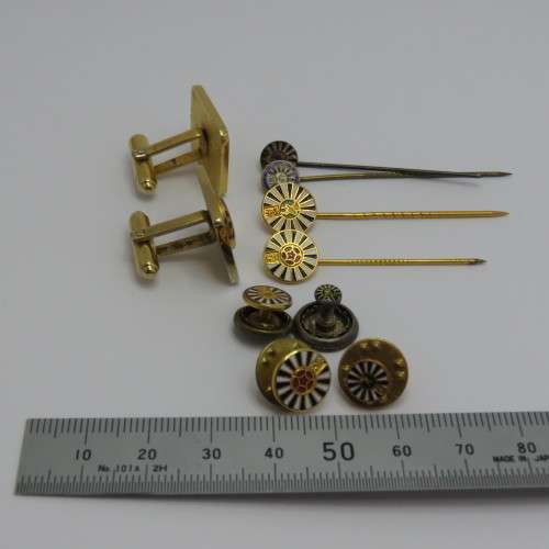 Collection of Round Table pins and cufflinks - Some silver