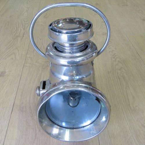 Antique Powell and Hanmer car lantern - Left side - Lens is cracked