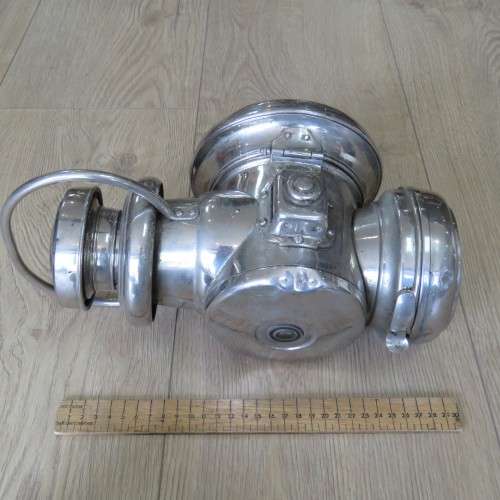 Antique Powell and Hanmer car lantern - Left side - Lens is cracked