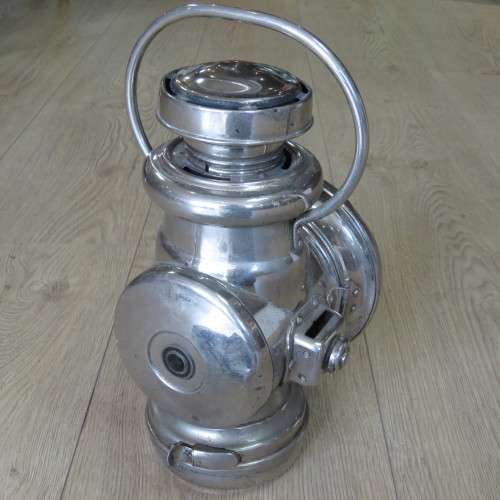 Antique Powell and Hanmer car lantern - Left side - Lens is cracked