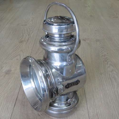 Antique Powell and Hanmer car lantern - Left side - Lens is cracked