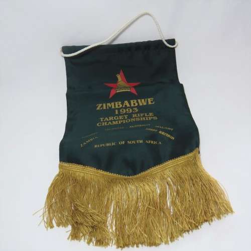1993 Zimbabwe Target Rifle Championship wall flag - Signed by Team members