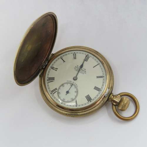 1927 Elgin Wolf Bros gold-plated full hunter pocket watch - serial 29811663 - not working